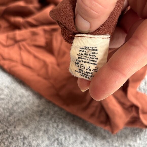 The Normal Brand Dress Size XS Clay Brown Deep V Button Midi Minimalist 18687 - Picture 7 of 10